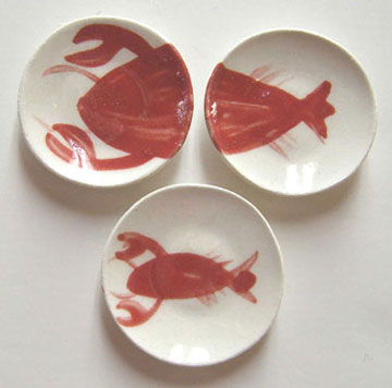 Dollhouse Miniature 3 Lobster Plates